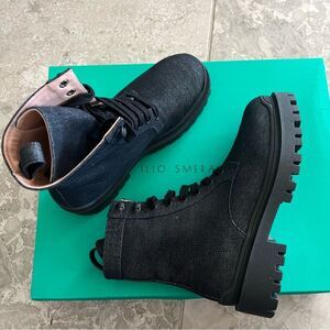Ilio Smeraldo x Elizabeth Sulcer Combat Boots, Black, New, Size 38